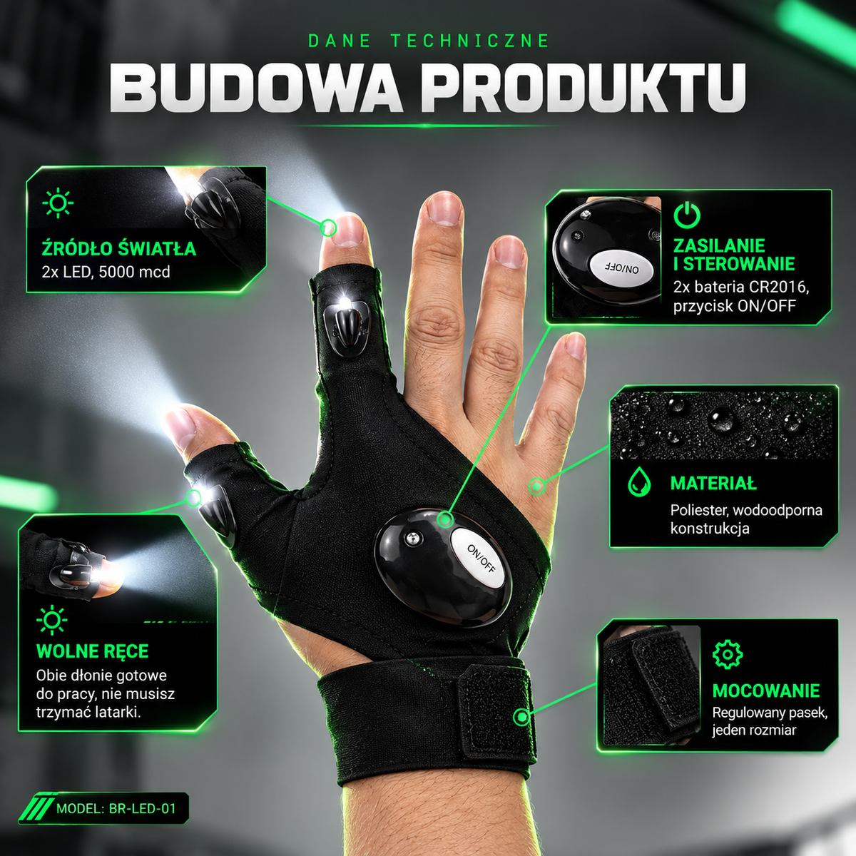 LITGRIP™ Rękawice LED