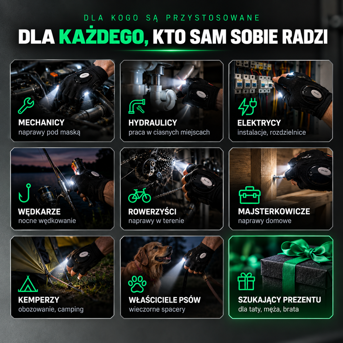 LITGRIP™ Rękawice LED
